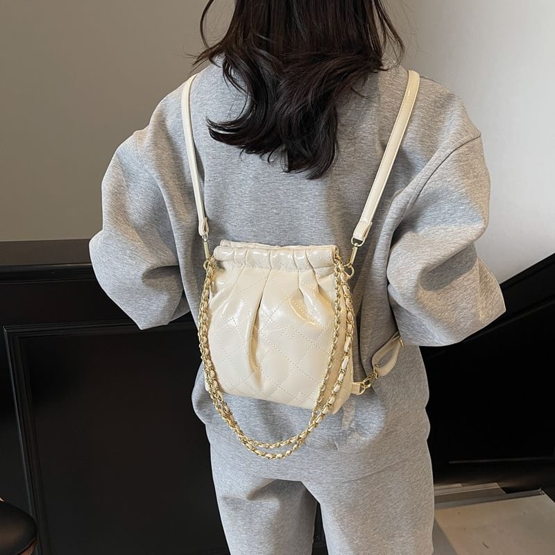 Shoulder Faux Leather Bag Quilted Multi-Way Strap Chain