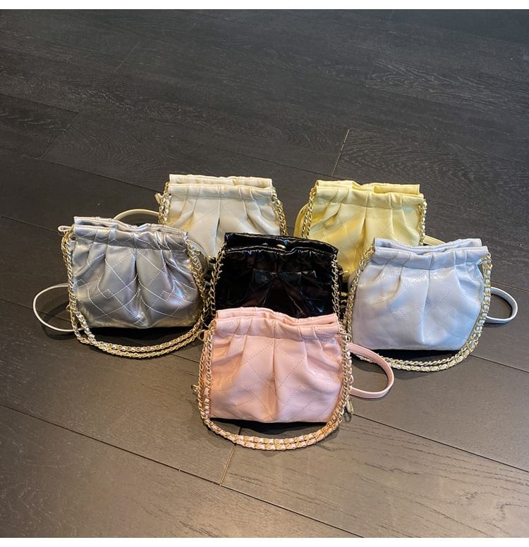 Shoulder Faux Leather Bag Quilted Multi-Way Strap Chain