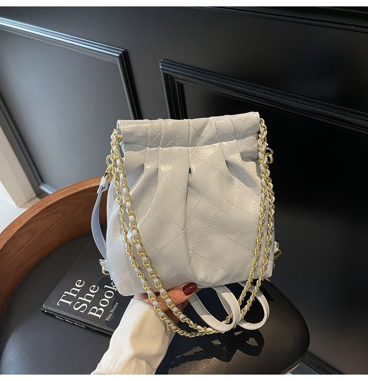 Shoulder Faux Leather Bag Quilted Multi-Way Strap Chain