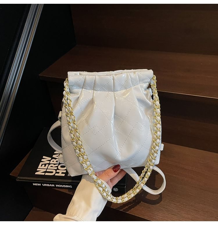 Shoulder Faux Leather Bag Quilted Multi-Way Strap Chain