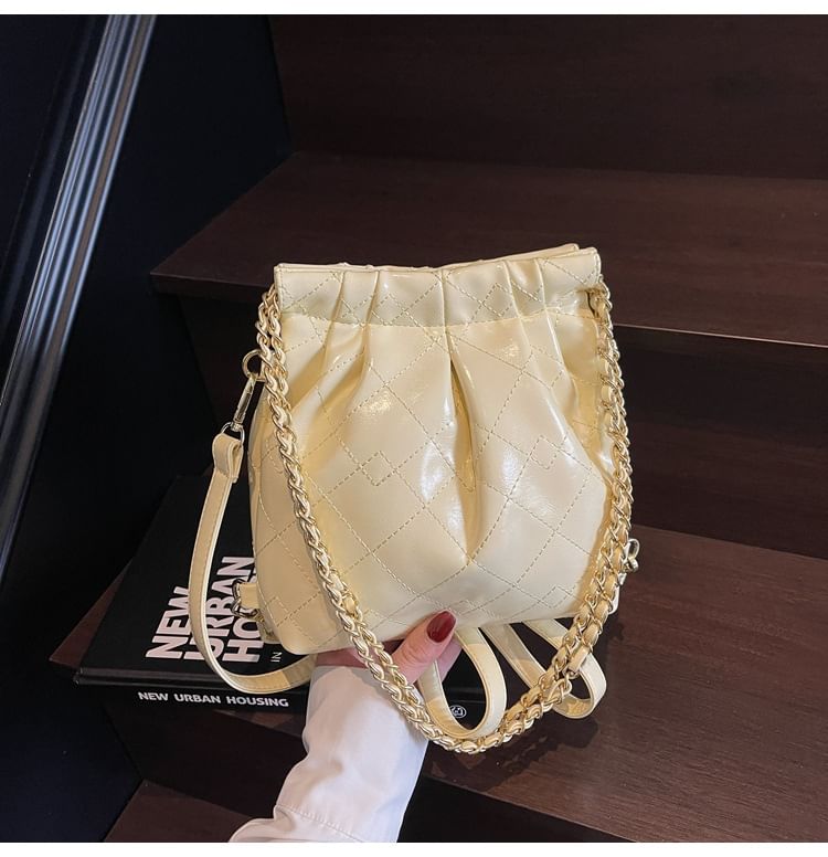 Shoulder Faux Leather Bag Quilted Multi-Way Strap Chain