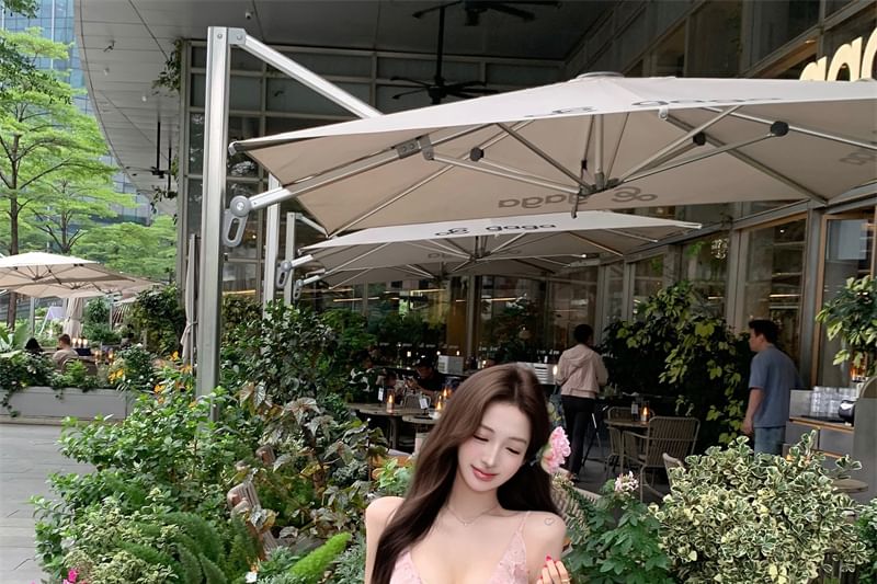 Sheath Maxi Ruffle Strap Spaghetti Print Bow Floral Dress