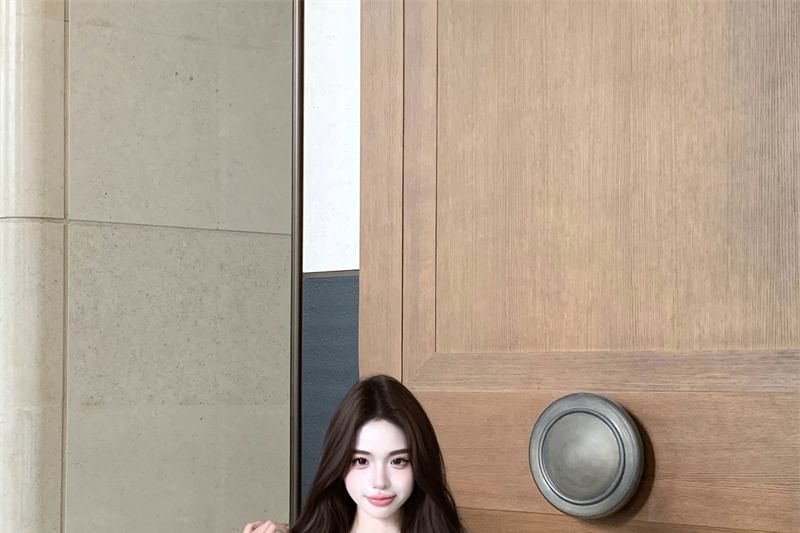 Ruffle A-Line Floral Dress Sleeveless Print Mini V-Neck