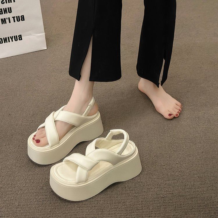 Platform Plain Slingback Sandals