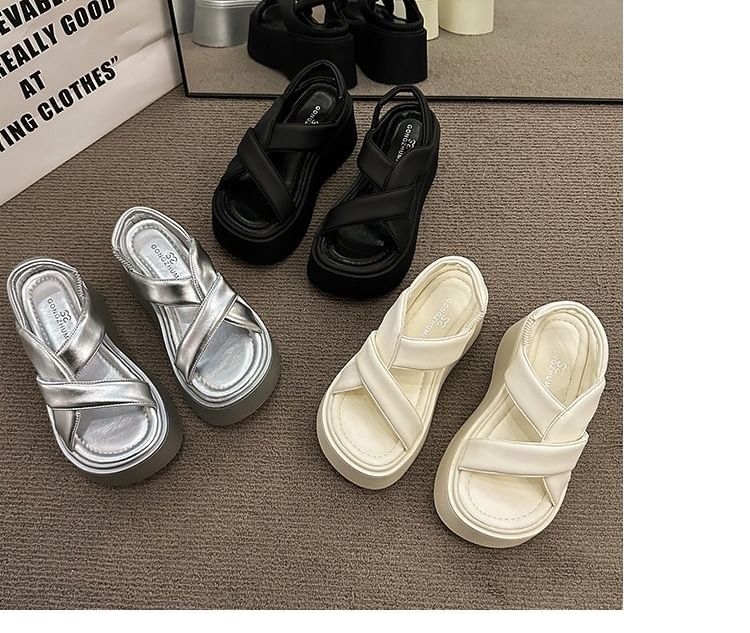 Platform Plain Slingback Sandals