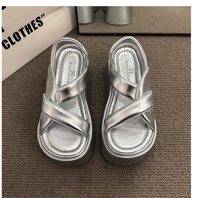 Platform Plain Slingback Sandals