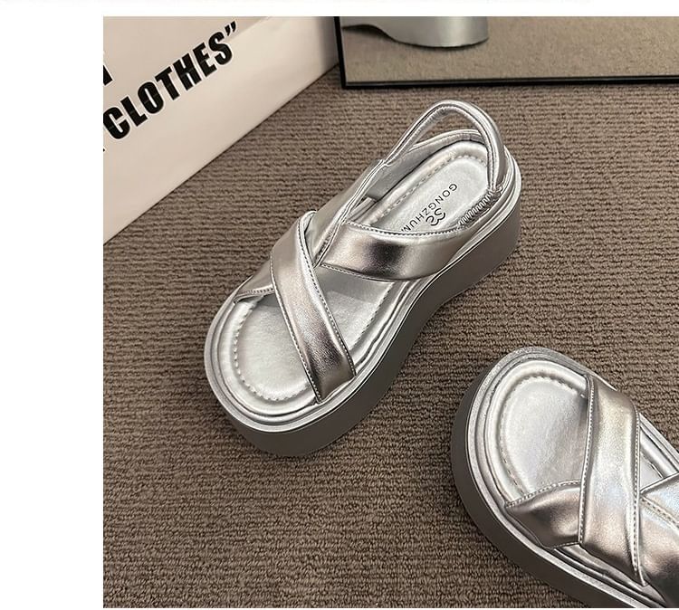 Platform Plain Slingback Sandals