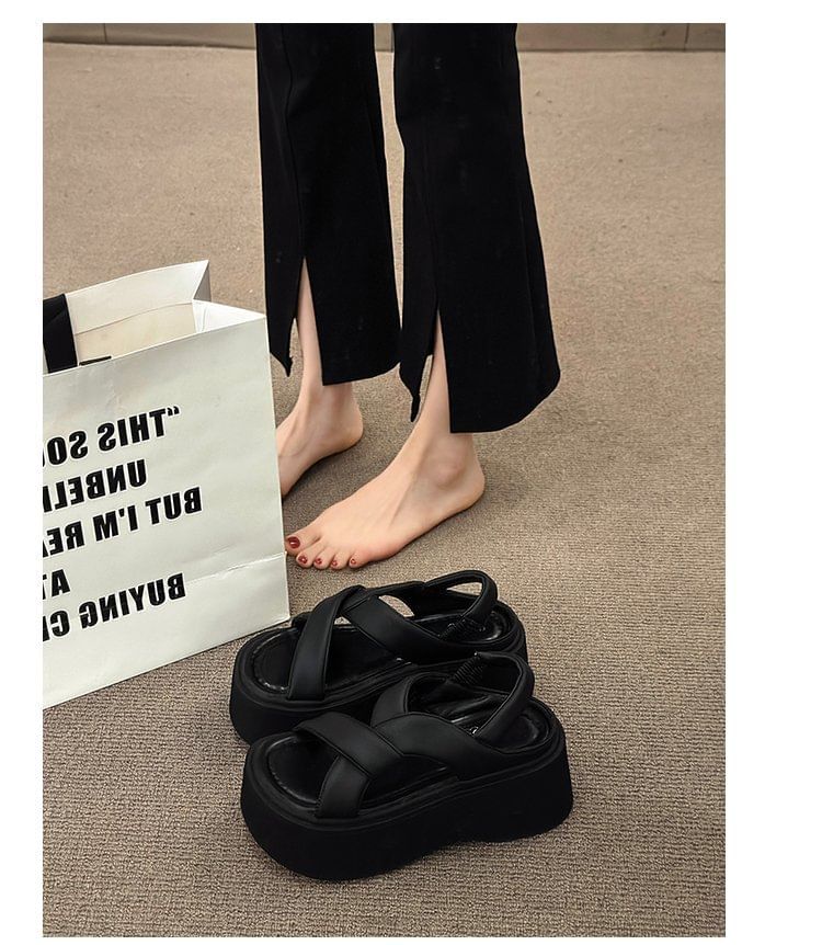 Platform Plain Slingback Sandals