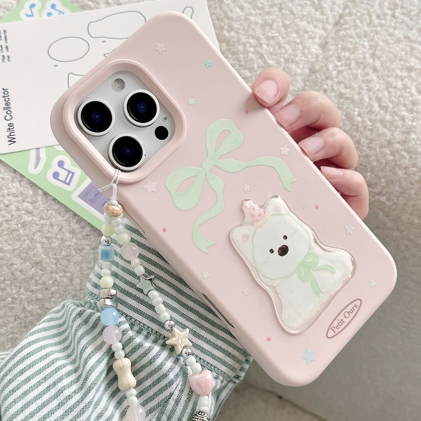 / Case Print Phone Dog Bead Strap Set