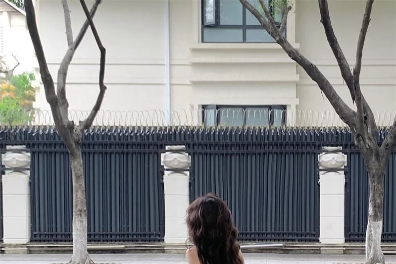 Dress Spaghetti Strap Midi A-Line Print