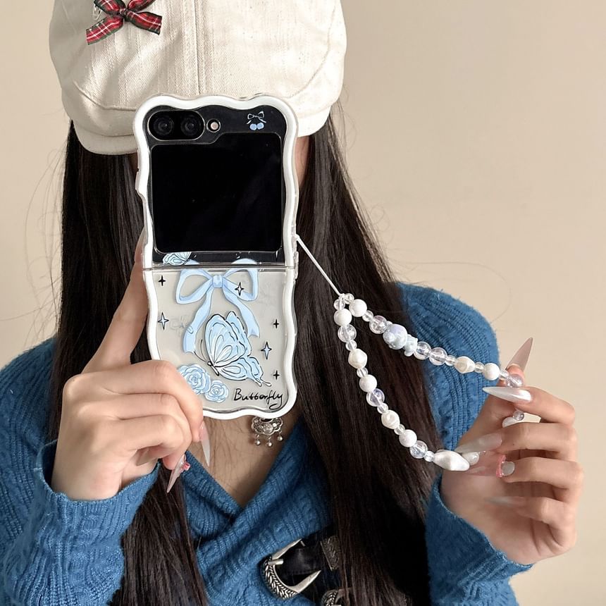 / Butterfly Case Strap Phone Set Rose