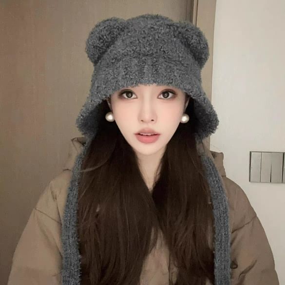 (Various Designs) Trapper Ear Knit Bear Hat