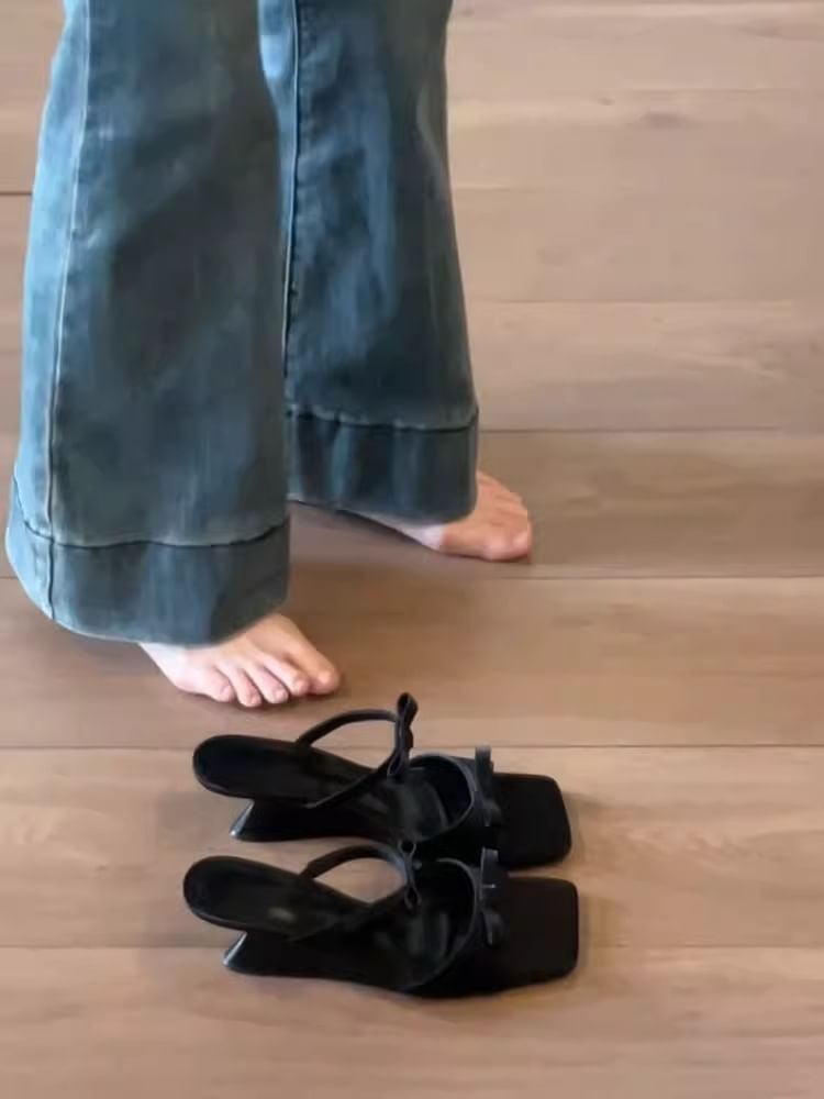 Sandals Bow Heel Wedge Slide