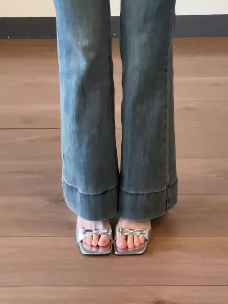 Sandals Bow Heel Wedge Slide