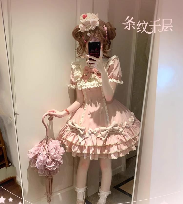 Short-Sleeve Bow Lace Panel Tiered Mini A-Line Dress / Arm Sleeves / Fascinator Hat / Hair Clip / Set