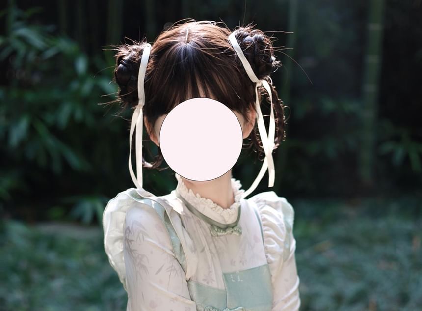 Detachable Long-Sleeve Bamboo Jacquard Frog Button Ruffle Trim Mini A-Line Dress / Petticoat Skirt / Set