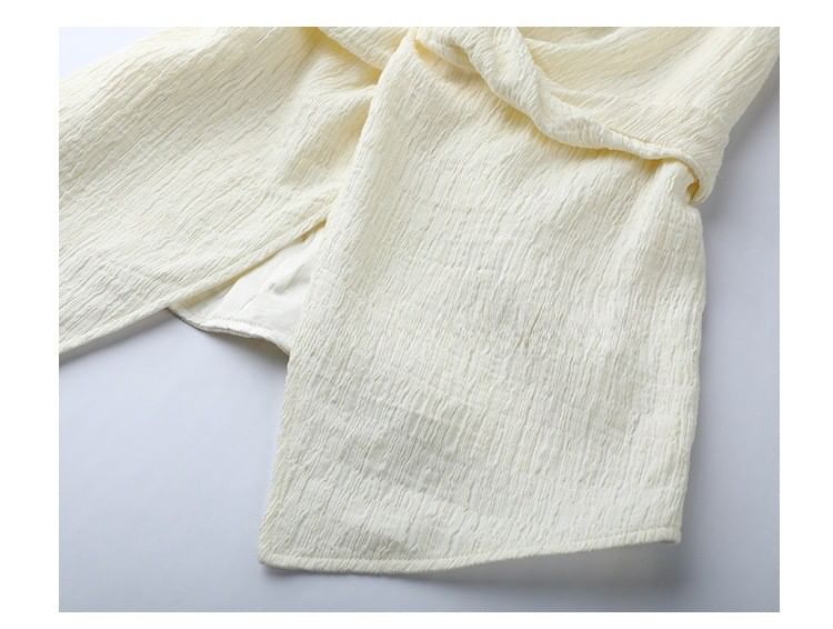 Knot V-Neck / Slit Plain Leg Pants Wide High Top Rise Tank