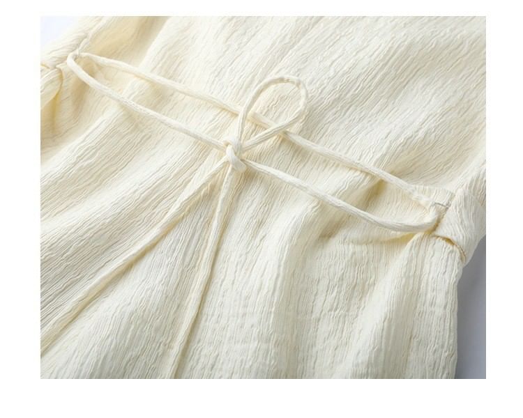 Knot V-Neck / Slit Plain Leg Pants Wide High Top Rise Tank