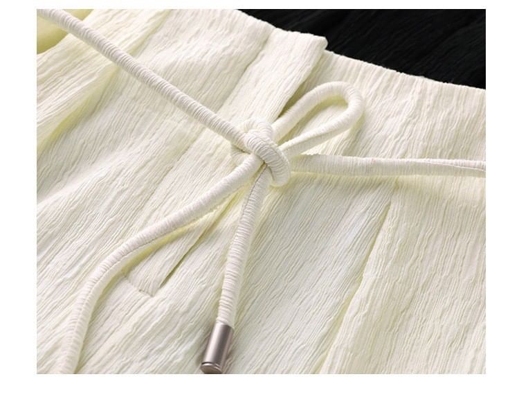 Knot V-Neck / Slit Plain Leg Pants Wide High Top Rise Tank