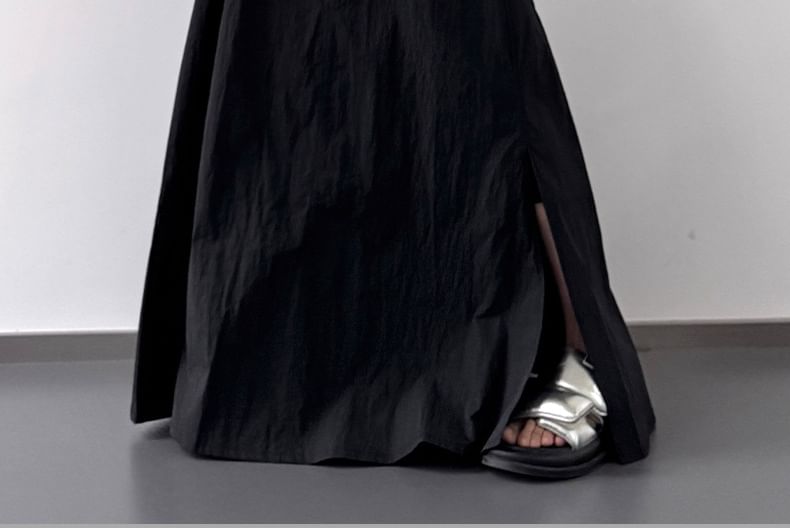 High Maxi Rise Slit Skirt Plain A-Line