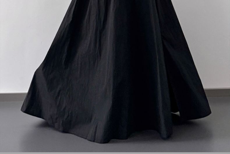 High Maxi Rise Slit Skirt Plain A-Line