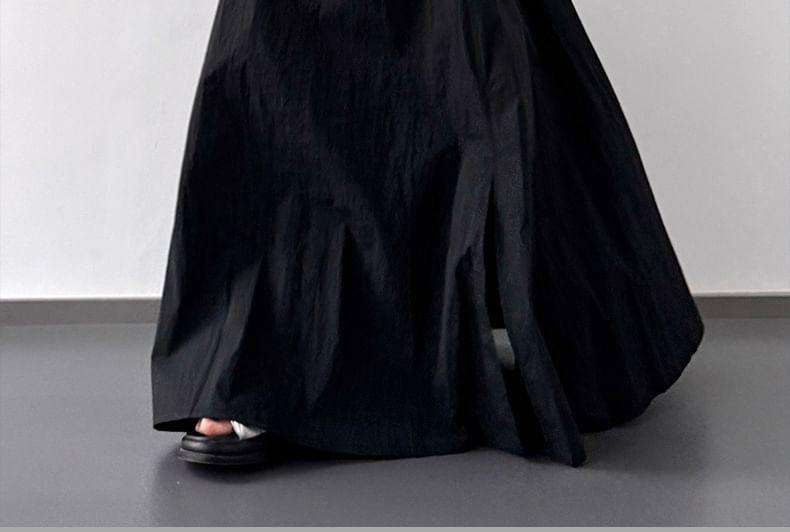 High Maxi Rise Slit Skirt Plain A-Line