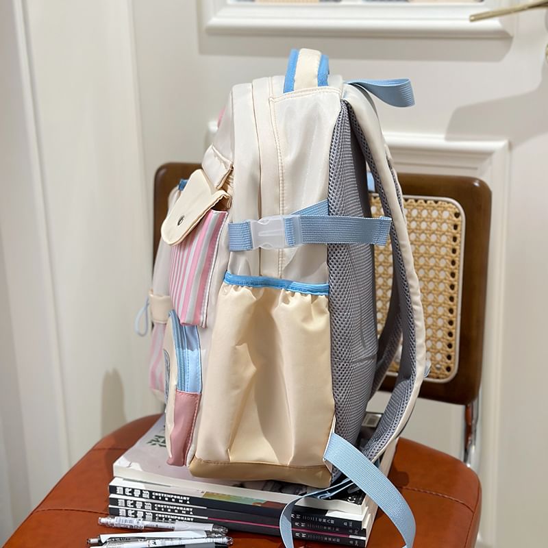 Panel Backpack Zip Plaid