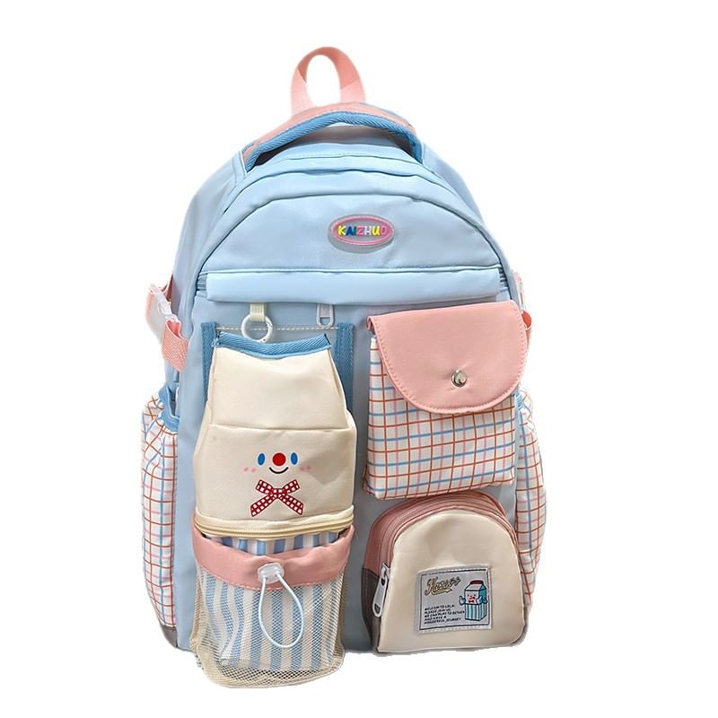 Panel Backpack Zip Plaid