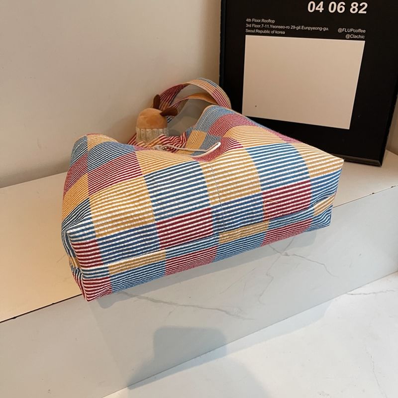 Bag Drawstring Crossbody Plaid