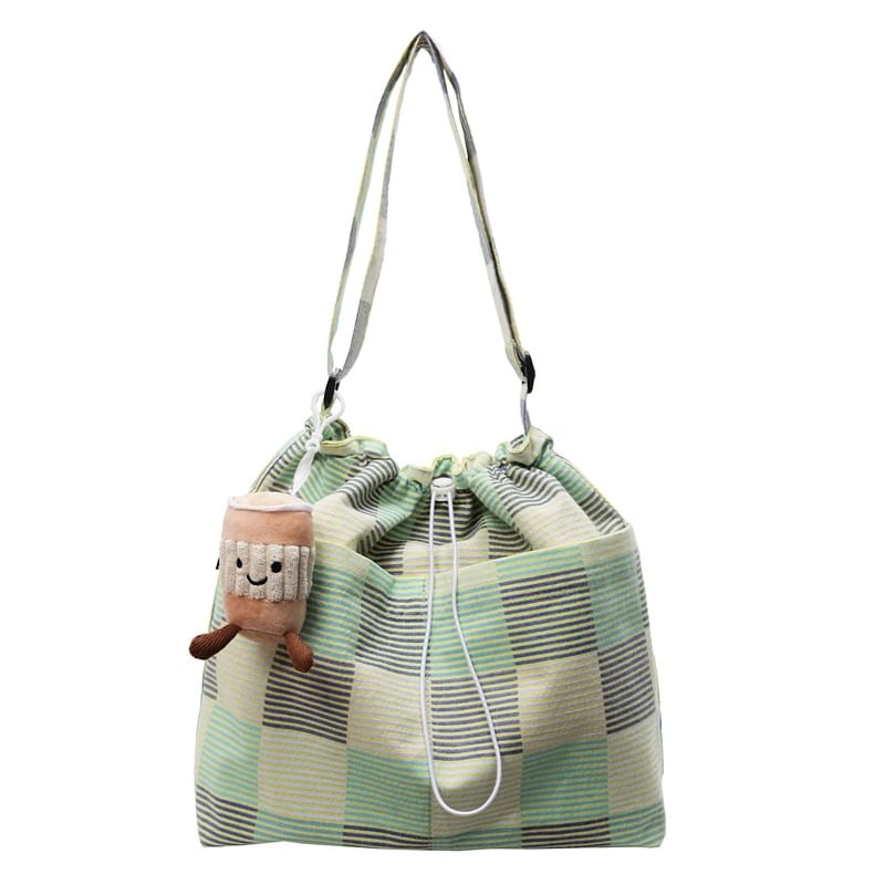 Bag Drawstring Crossbody Plaid