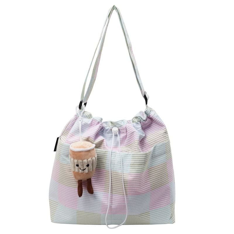 Bag Drawstring Crossbody Plaid