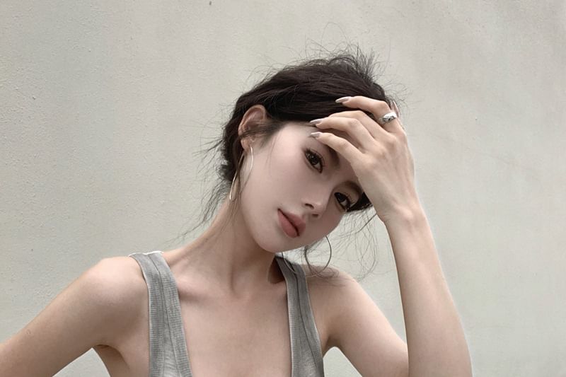 Scoop Top Slim Fit Neck Ribbed Gradient Tank