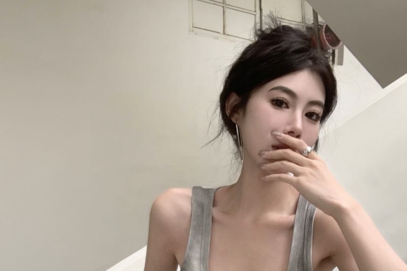 Scoop Top Slim Fit Neck Ribbed Gradient Tank