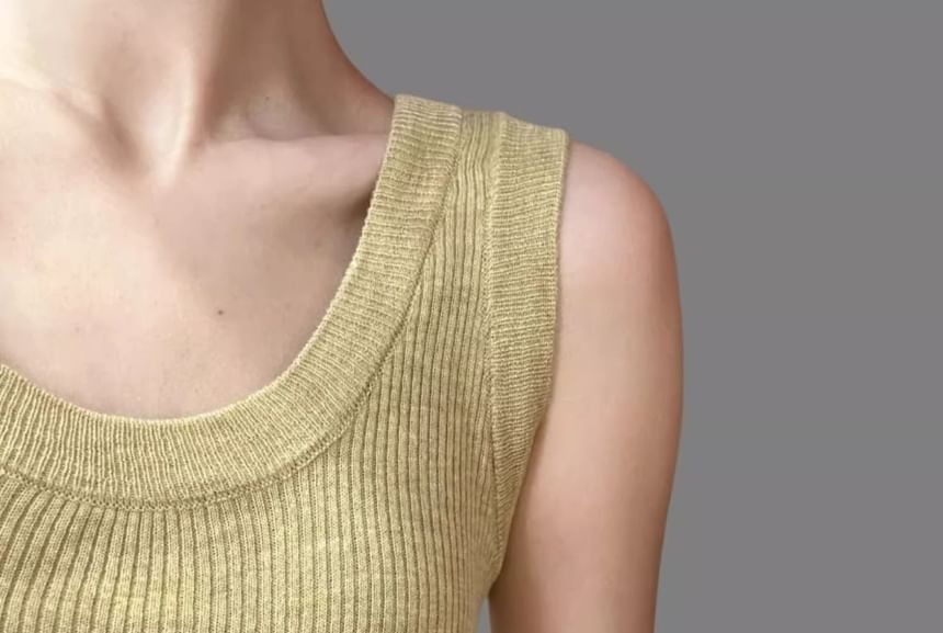 Scoop Top Knit Neck Tank Plain