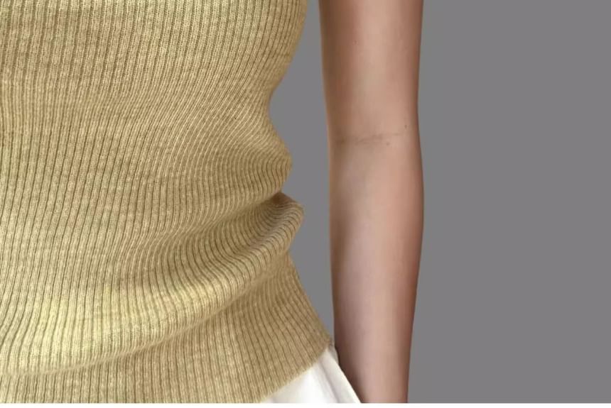 Scoop Top Knit Neck Tank Plain