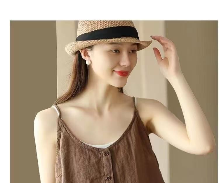 Scoop Camisole Plain Buttoned Top Neck