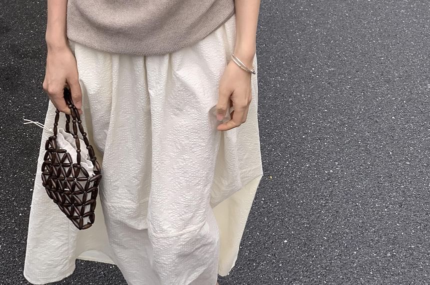 Short-Sleeve Off-Shoulder Plain Knit Top