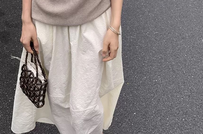 Short-Sleeve Off-Shoulder Plain Knit Top