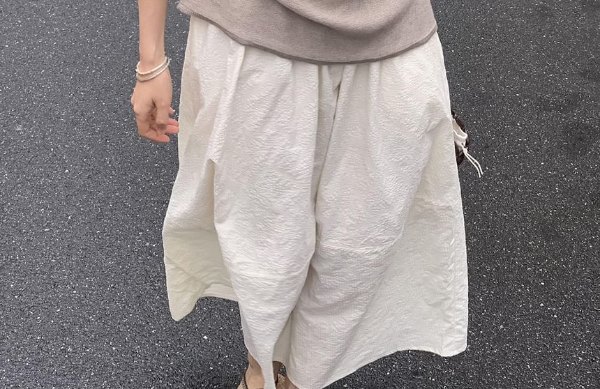 Short-Sleeve Off-Shoulder Plain Knit Top