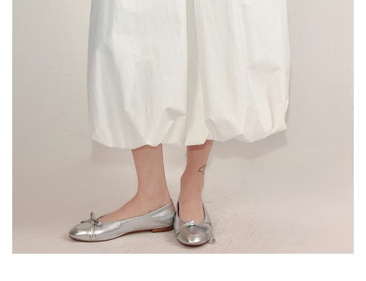 Skirt Waist Midi Plain Elastic Paperbag