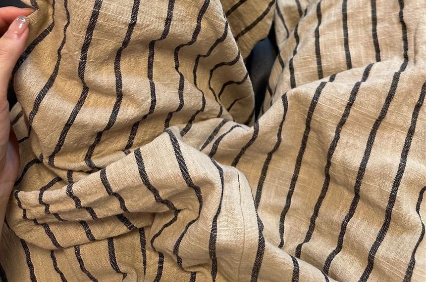 Striped Plain Leg High Waist Wide Pants