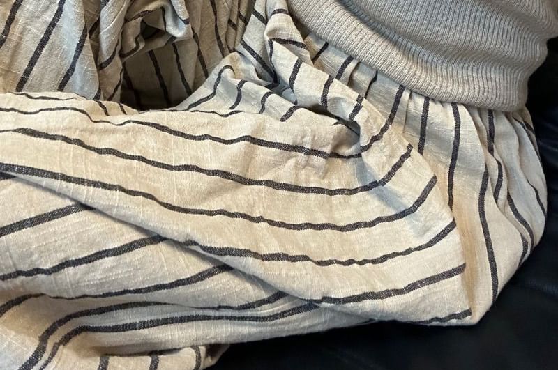 Waist Plain Striped Leg Wide Pants High