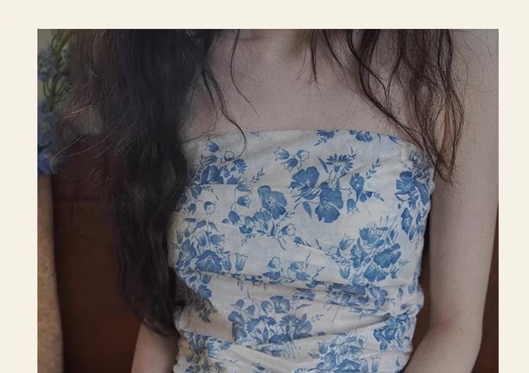 Floral Sleeveless Print Top Tube