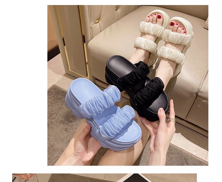 Platform Ruched Sandals Slide
