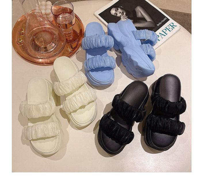 Platform Ruched Sandals Slide
