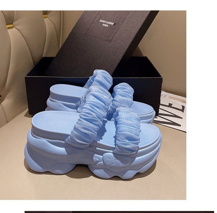 Platform Ruched Sandals Slide