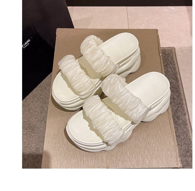 Platform Ruched Sandals Slide
