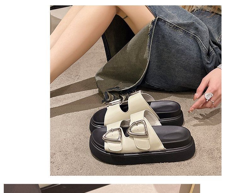 Slide Buckled Sandals Platform