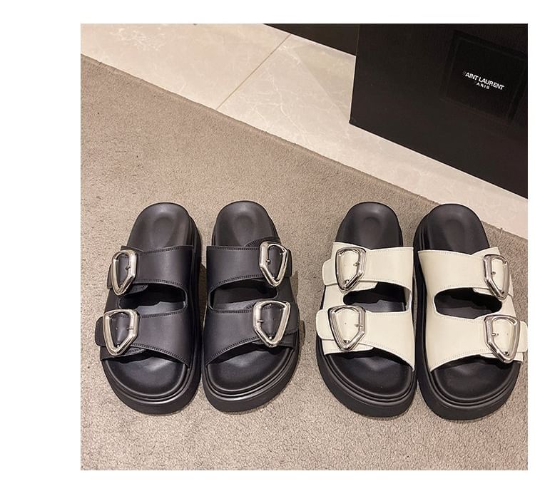 Slide Buckled Sandals Platform