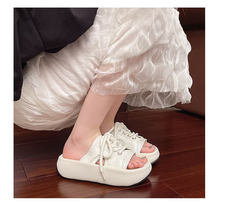 Slide Sandals Platform Lace-Up